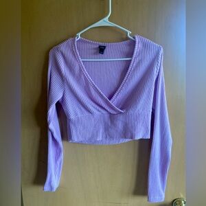 Long sleeve crossed v neck pink women’s large shirt